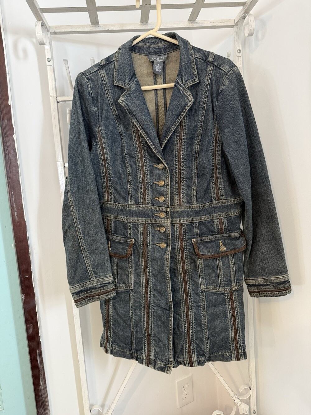 Motto denin coat faded black md preppy long sleeve